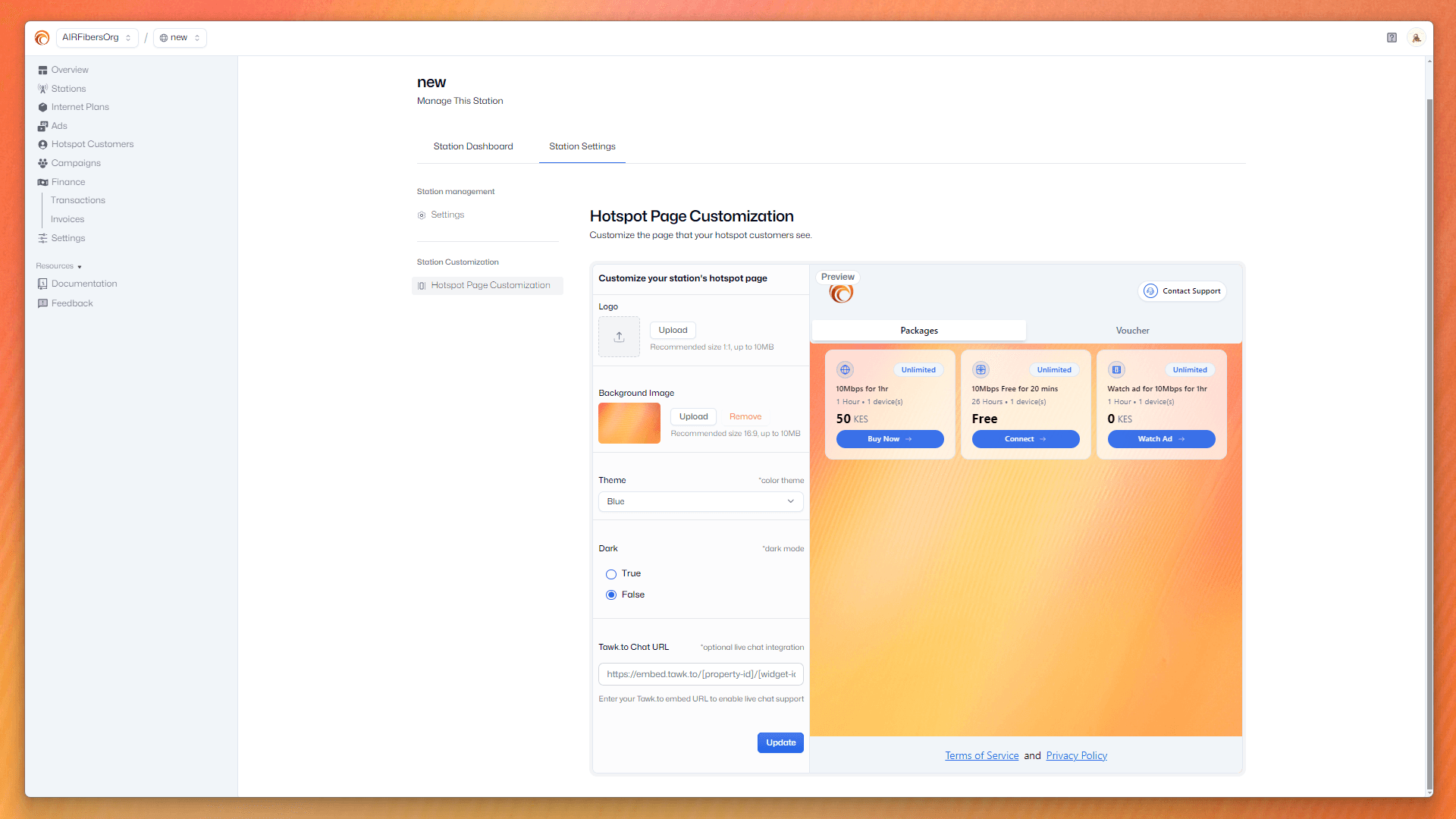 Hotspot Customization Panel